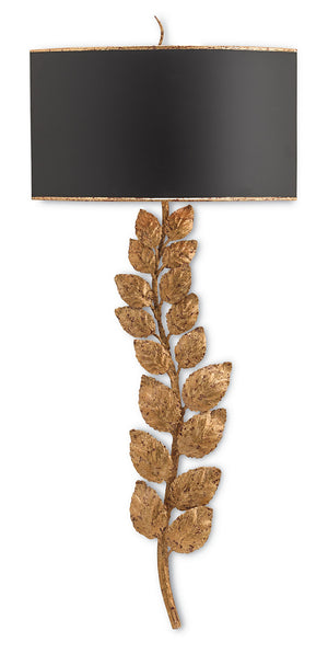 Currey and Company - 5221 - Two Light Wall Sconce - Birdwood - Textured Gold Leaf/Satin Black