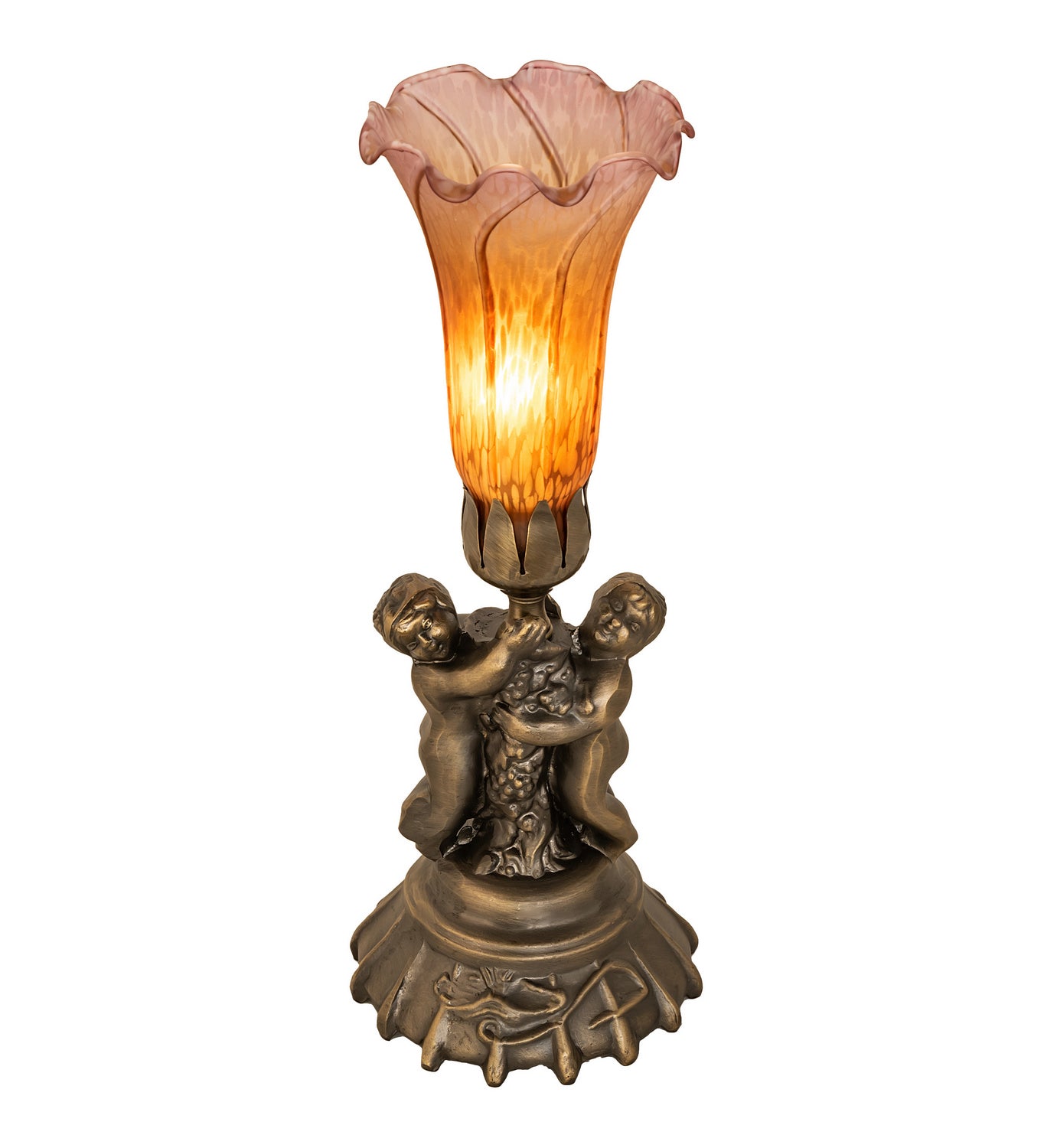 Meyda Tiffany - 11083 - One Light Mini Lamp - Amber/Purple - Antique Brass