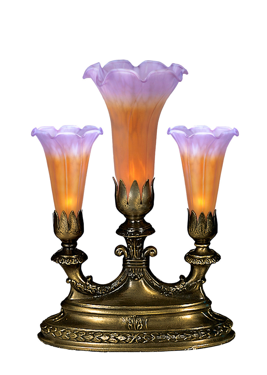 Meyda Tiffany - 17680 - Three Light Accent Lamp - Amber/Purple Pond Lily - Antique