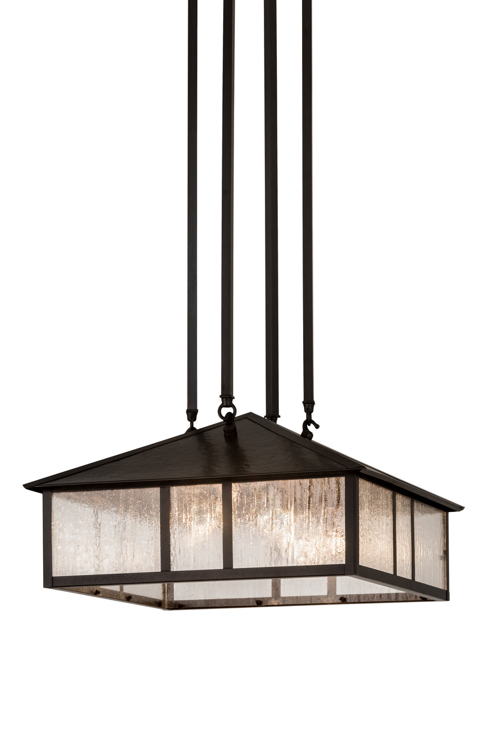 Meyda Tiffany - 173208 - Three Light Pendant - Double Bar Mission - Craftsman Brown