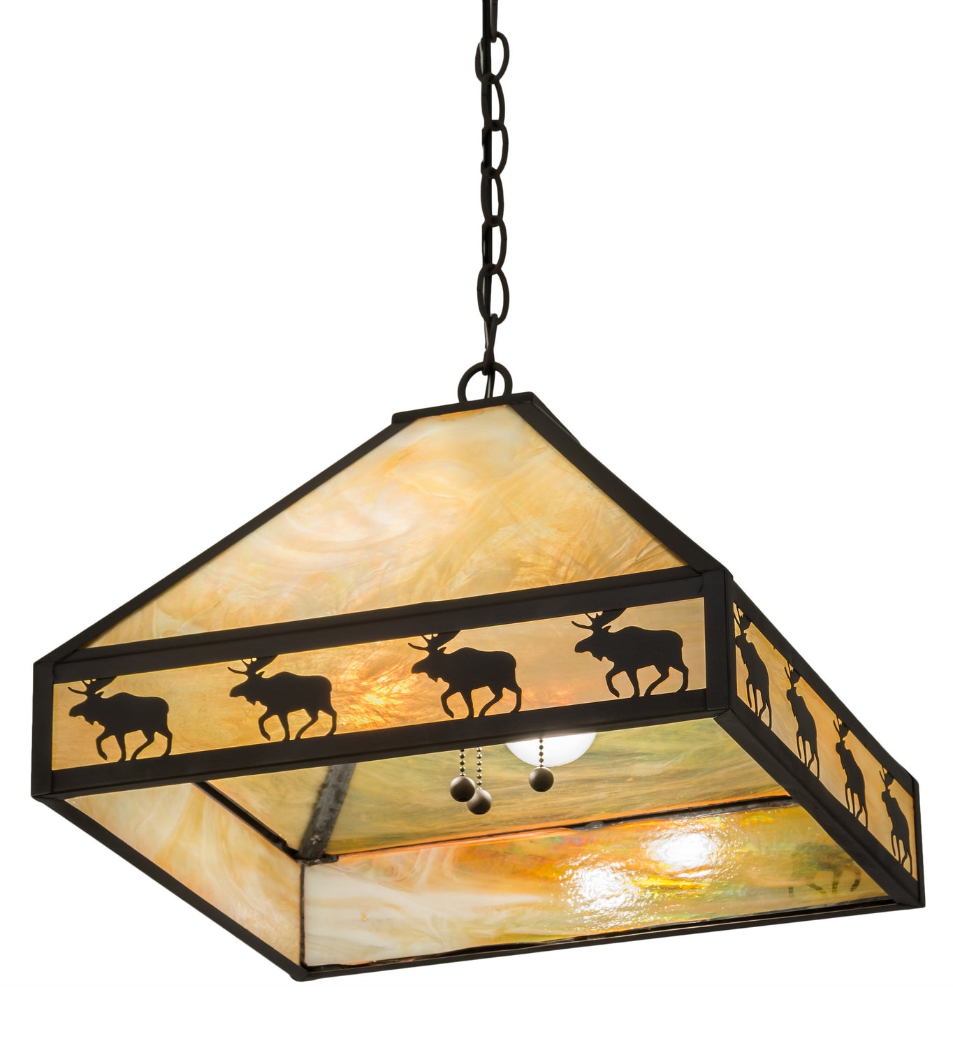 Meyda Tiffany - 175105 - Three Light Pendant - Moose On The Loose - Craftsman Brown