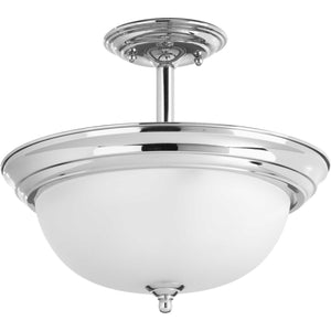 Progress Lighting - P3927-15ET - Two Light Semi-Flush Mount - Dome Glass - Etched - Polished Chrome