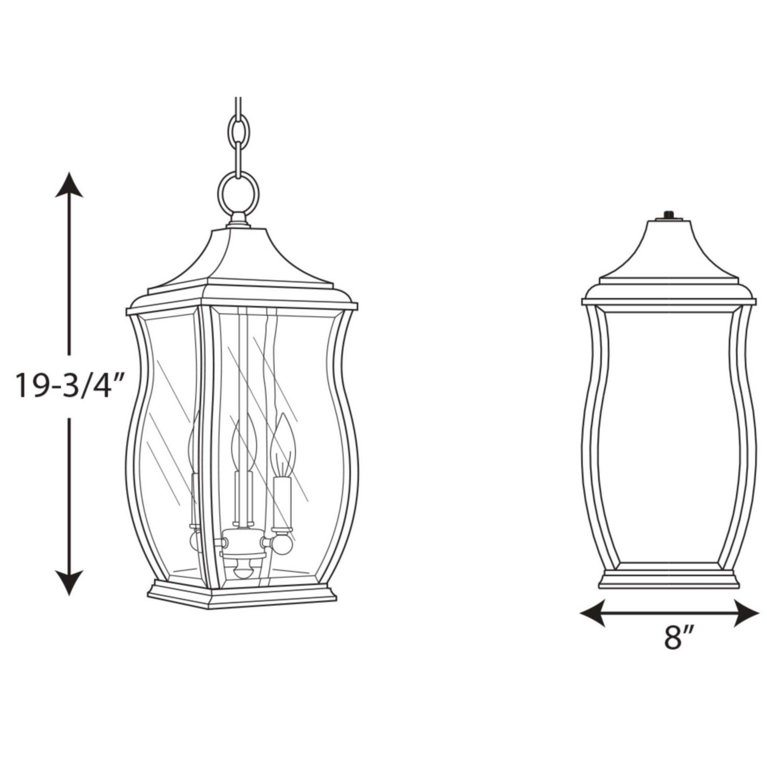 Progress Lighting - P5504-108 - Three Light Hanging Lantern - Township - Oil Rubbed Bronze