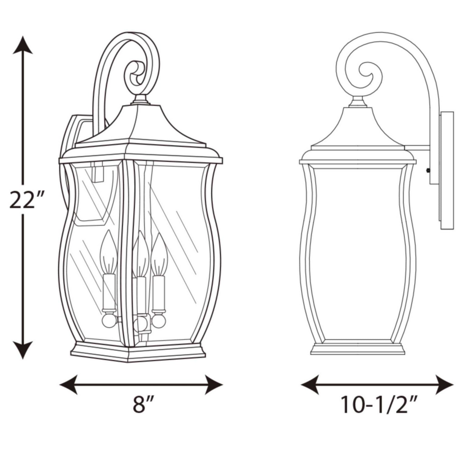 Progress Lighting - P5699-108 - Three Light Large Wall Lantern - Township - Oil Rubbed Bronze