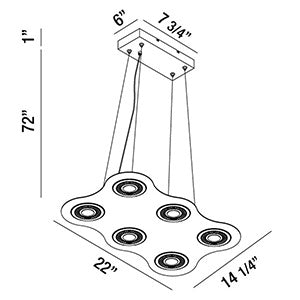 Eurofase - 29484-010 - VISION,6LT LED PENDANT,W/B - VISION - White/Black