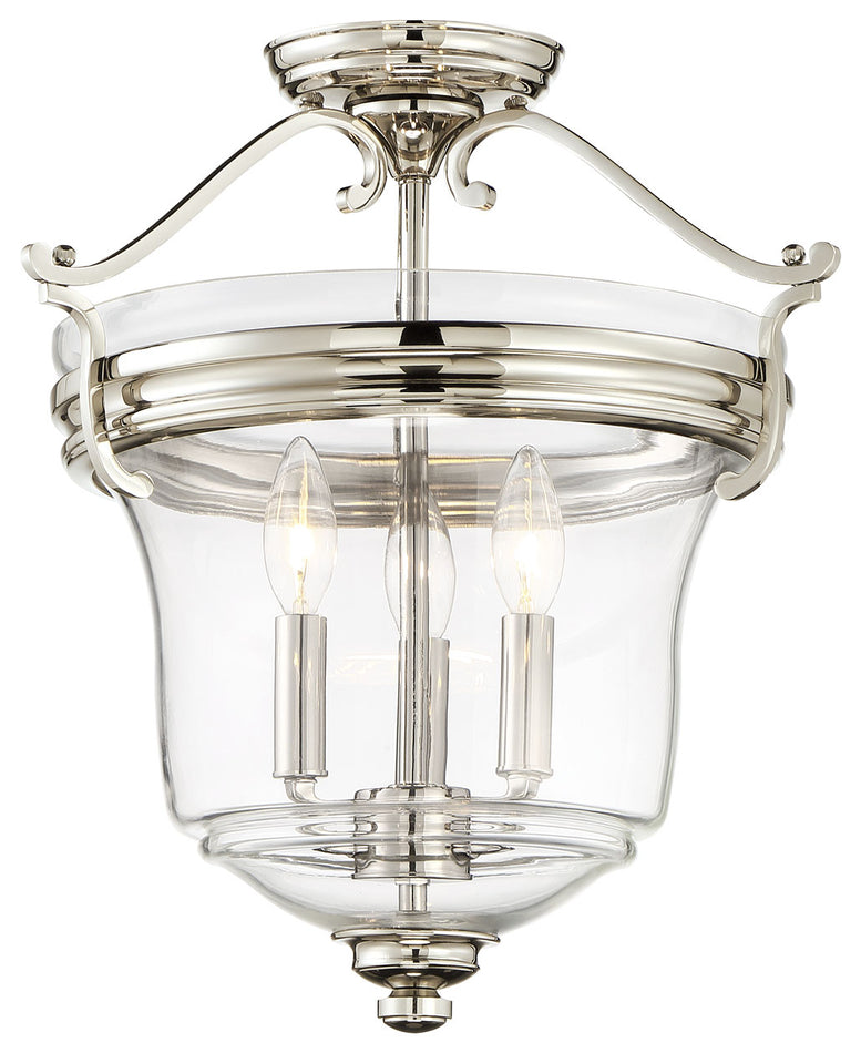 Minka-Lavery - 3297-613 - Three Light Pendant (Convertible To Semi Flush) - Audrey's Point - Polished Nickel