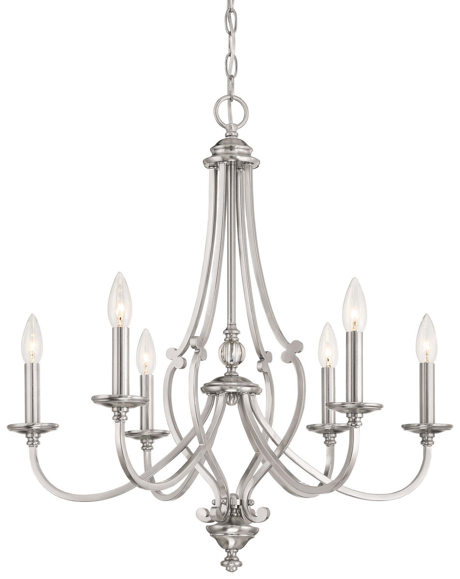 Minka-Lavery - 3336-84 - Six Light Chandelier - Savannah Row - Brushed Nickel