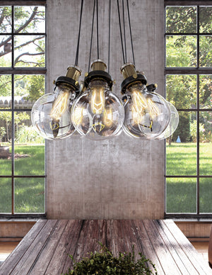 Artcraft - AC10485 - Five Light Chandelier - Edison - Matte Black & Vintage Brass