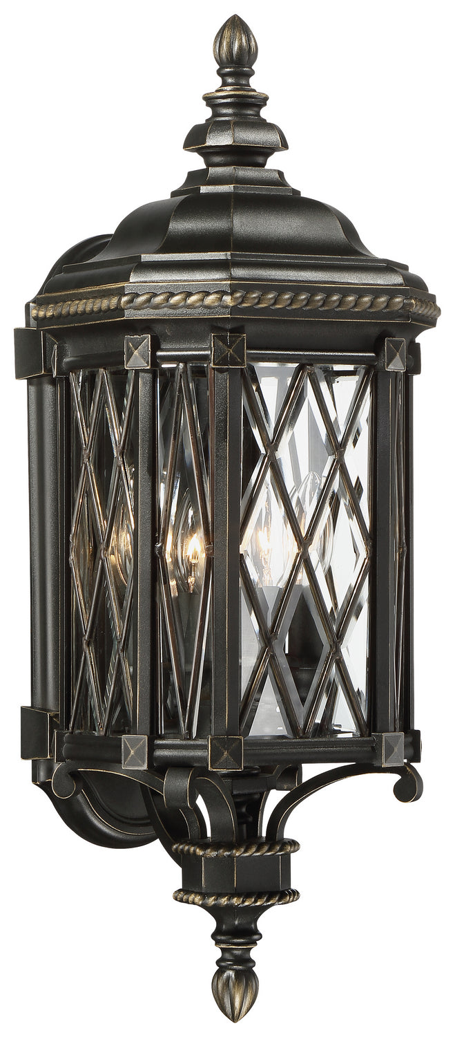 Minka-Lavery - 9321-585 - Four Light Outdoor Wall Mount - Bexley Manor - Black w/Gold Highlights