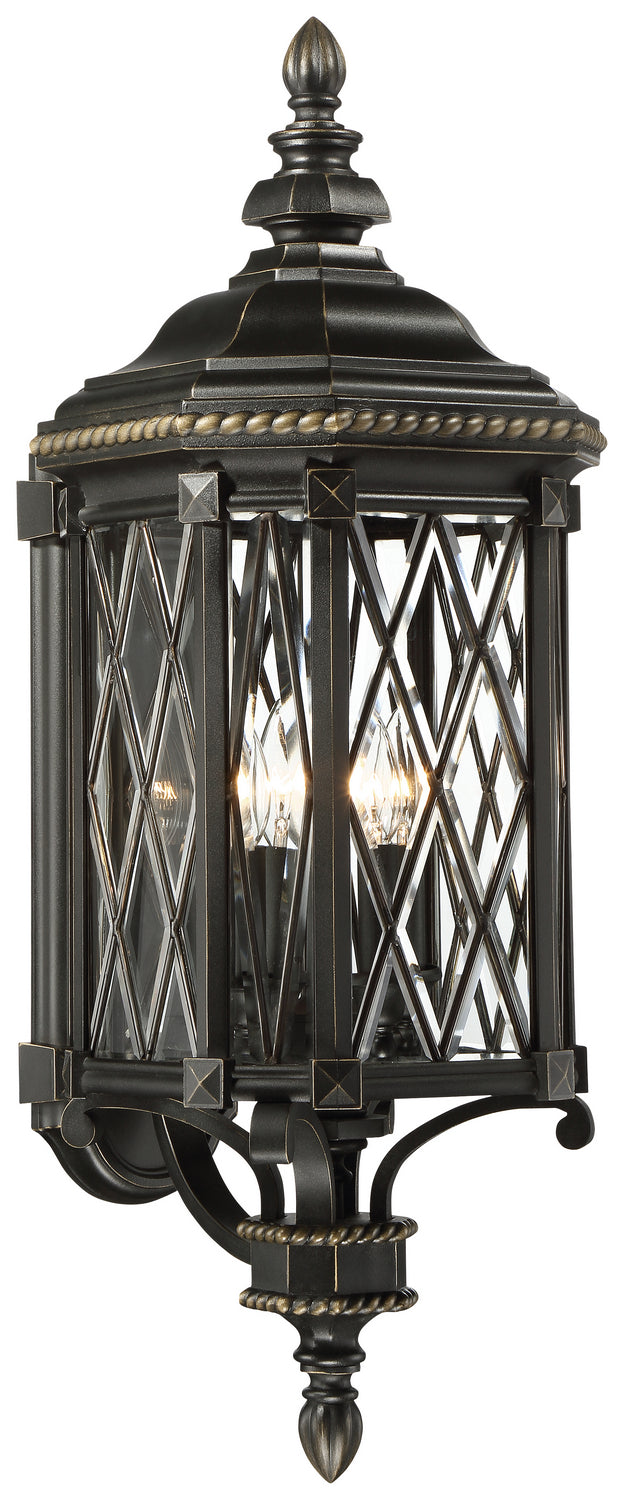 Minka-Lavery - 9322-585 - Four Light Outdoor Wall Mount - Bexley Manor - Black w/Gold Highlights