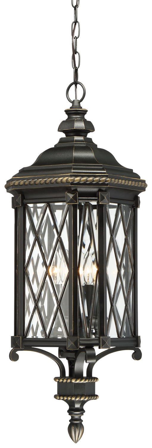 Minka-Lavery - 9324-585 - Four Light Outdoor Chain Hung - Bexley Manor - Black w/Gold Highlights