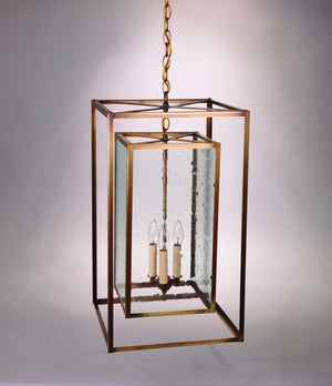 Northeast Lantern - SS1424-AB-LT3-CSG - Three Light Hanging Lantern - Foyer - Antique Brass