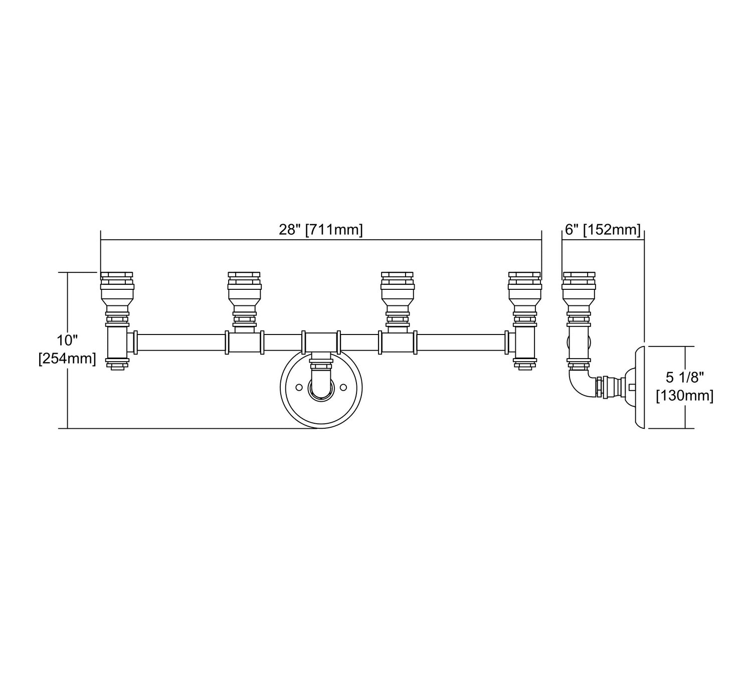 ELK Home - 10685/4 - Four Light Vanity - Cast Iron Pipe - Weathered Zinc