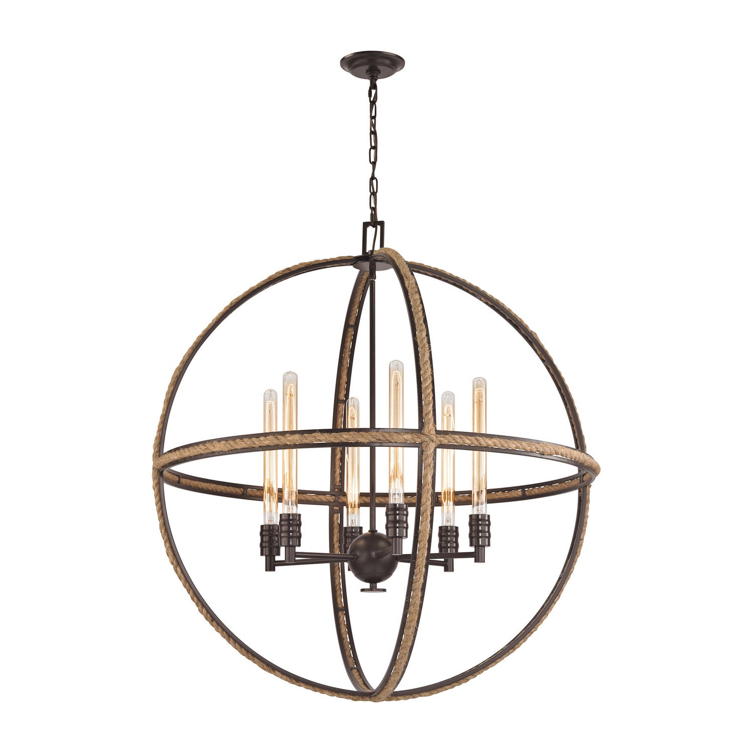 ELK Home - 63066-6 - Six Light Chandelier - Natural Rope - Oil Rubbed Bronze