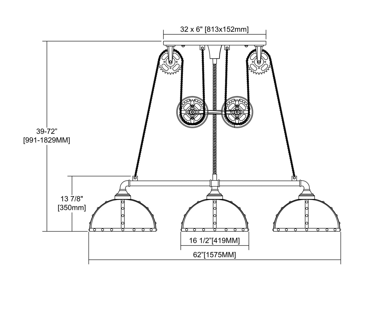 ELK Home - 65152/3 - Three Light Linear Chandelier - Torque - Vintage Rust