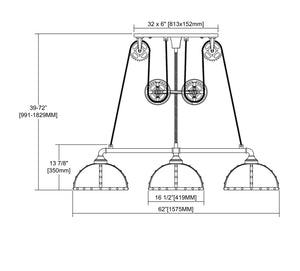 ELK Home - 65152/3 - Three Light Linear Chandelier - Torque - Vintage Rust