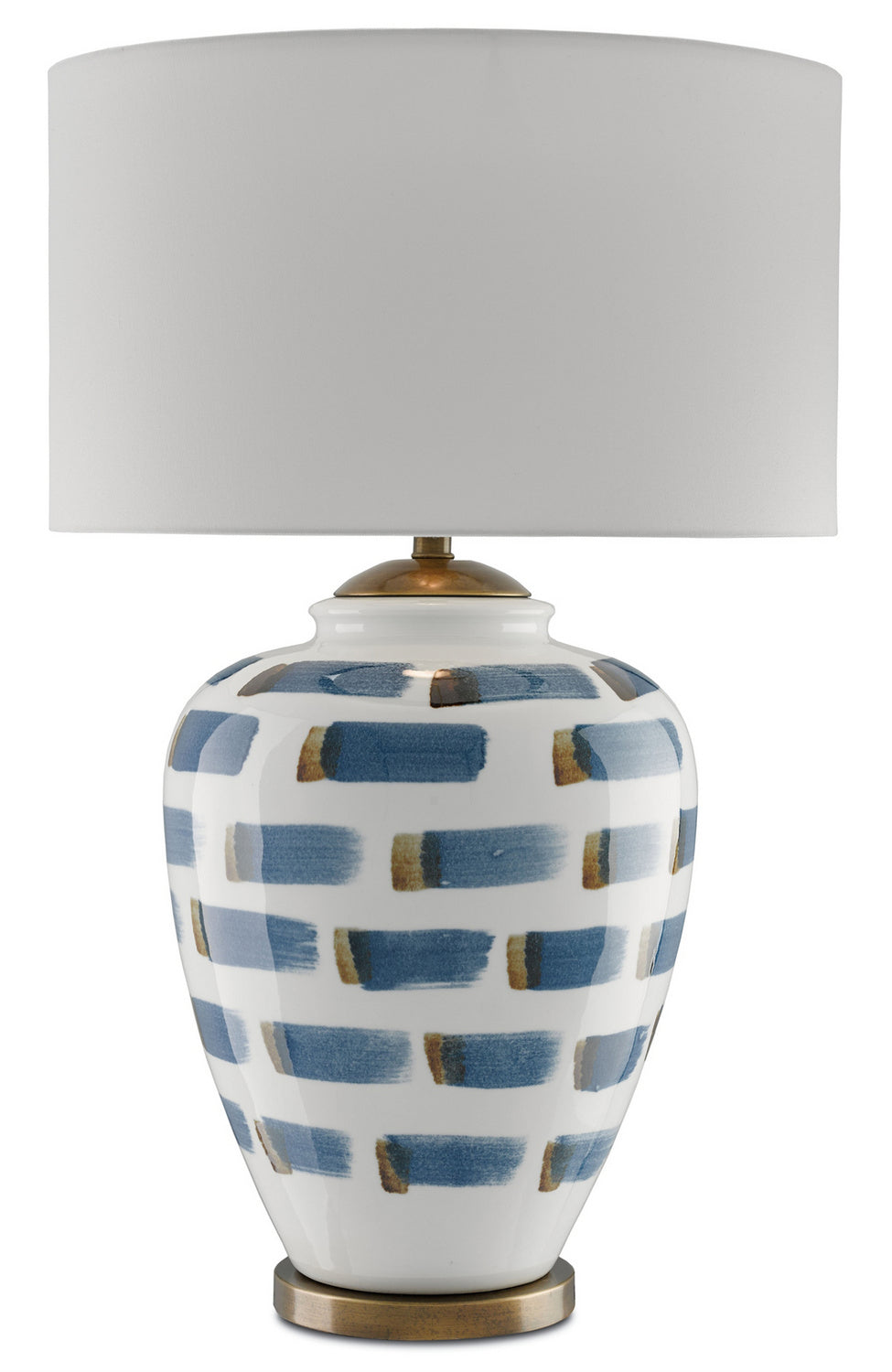 Currey and Company - 6000-0019 - One Light Table Lamp - Brushstroke - White/Blue/Antique Brass