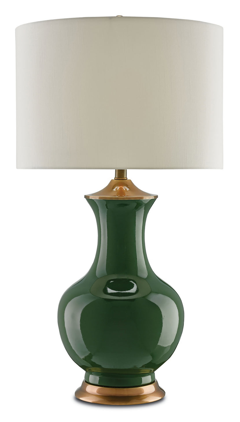 Currey and Company - 6000-0022 - One Light Table Lamp - Lilou - Green/Antique Brass