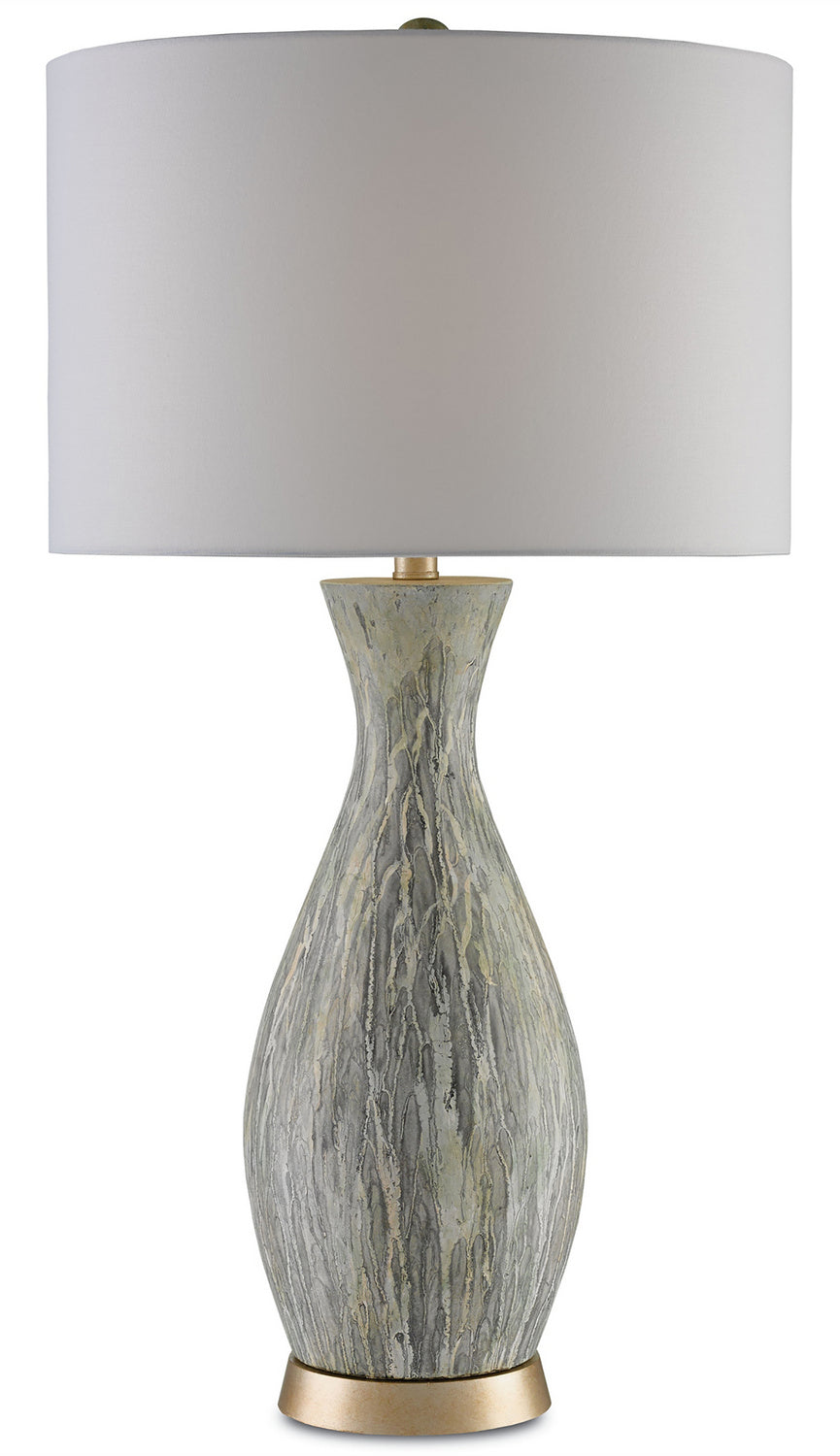 Currey and Company - 6000-0049 - One Light Table Lamp - Rana - Light Green/White/Silver Leaf