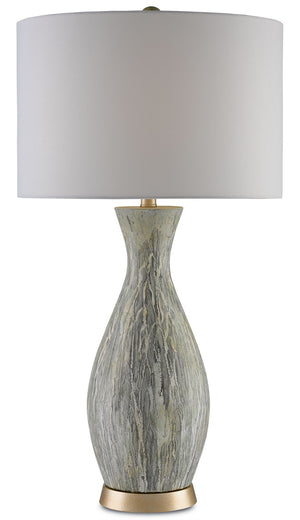 Currey and Company - 6000-0049 - One Light Table Lamp - Rana - Light Green/White/Silver Leaf