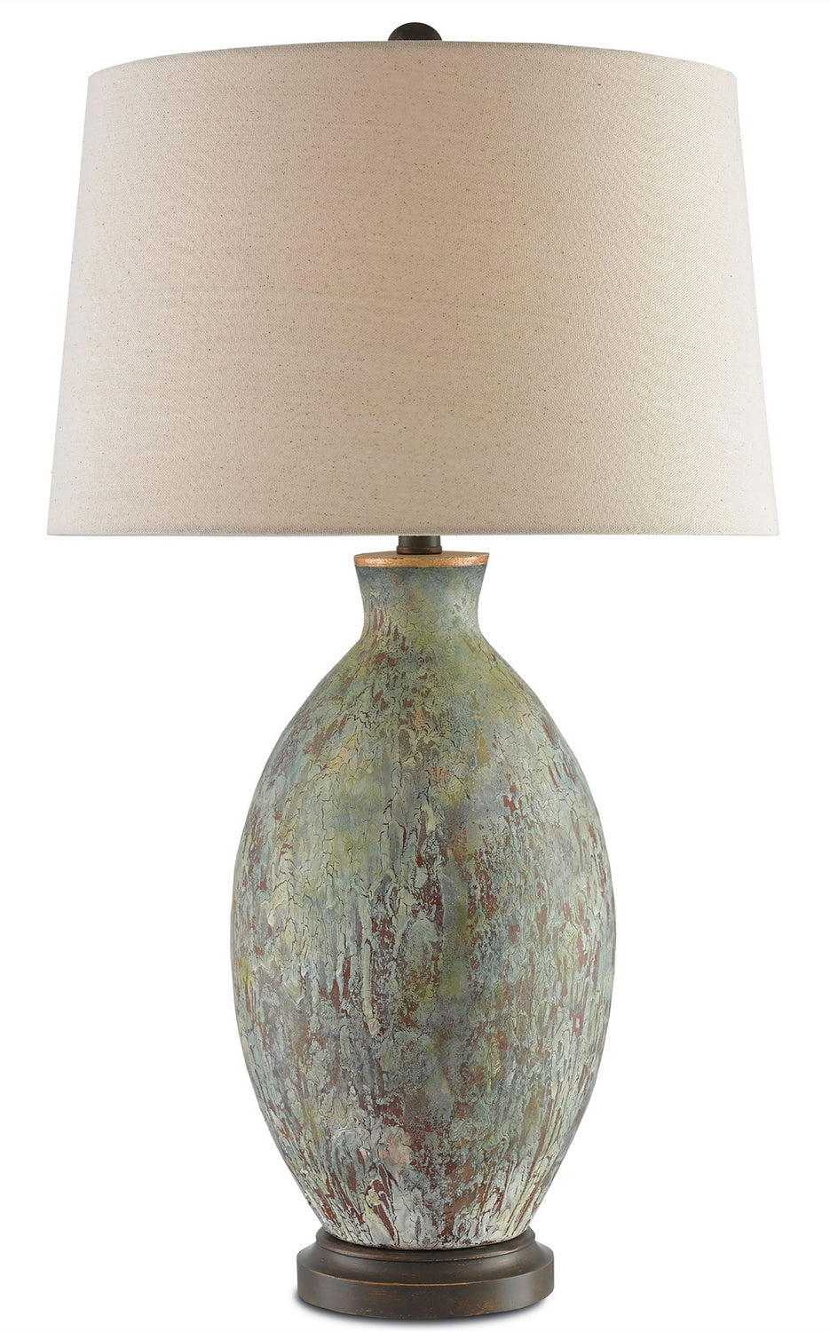 Currey and Company - 6000-0050 - One Light Table Lamp - Remi - Green/Dark Red/Bronze Gold