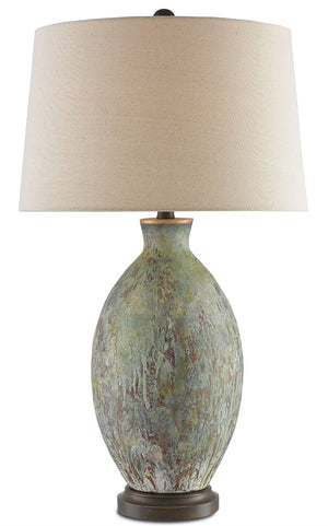 Currey and Company - 6000-0050 - One Light Table Lamp - Remi - Green/Dark Red/Bronze Gold