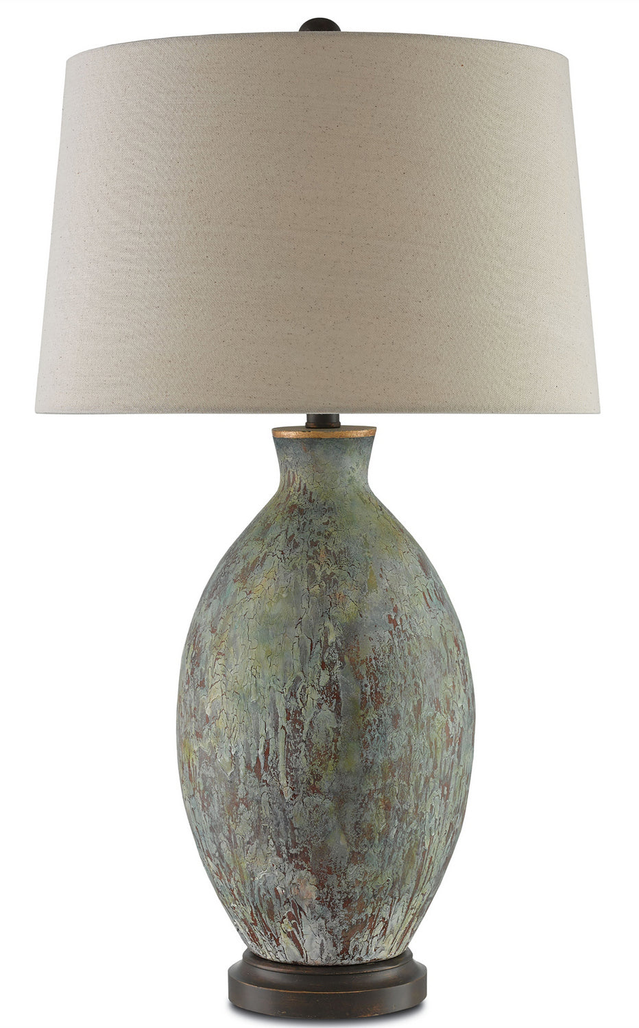 Currey and Company - 6000-0050 - One Light Table Lamp - Remi - Green/Dark Red/Bronze Gold