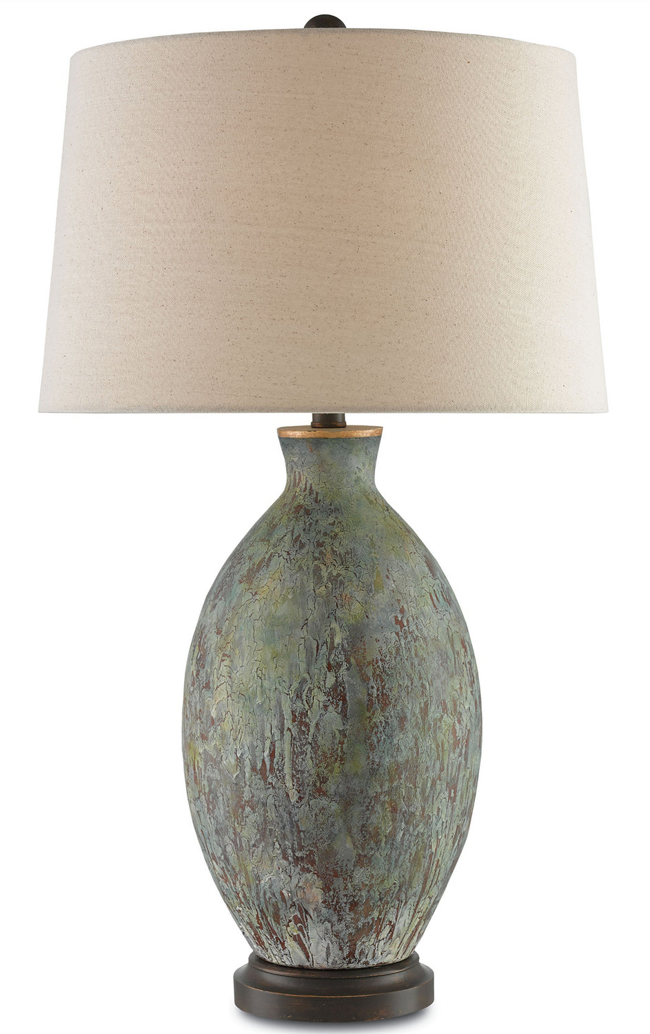 Currey and Company - 6000-0050 - One Light Table Lamp - Remi - Green/Dark Red/Bronze Gold