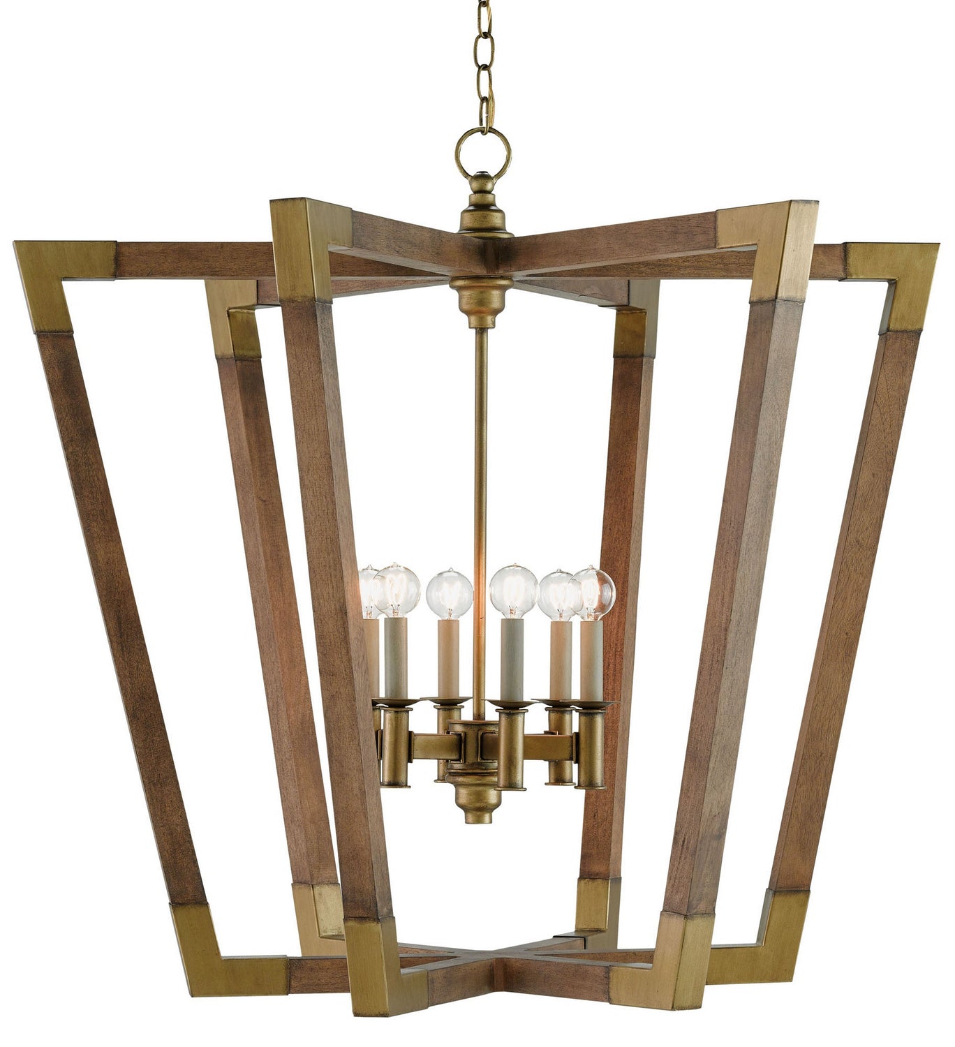 Currey and Company - 9000-0008 - Six Light Lantern - Bastian - Chestnut/Brass