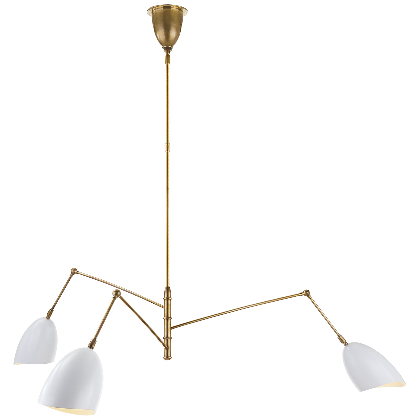 Visual Comfort Signature - ARN 5009HAB-WHT - Three Light Chandelier - Sommerard - Hand-Rubbed Antique Brass and White