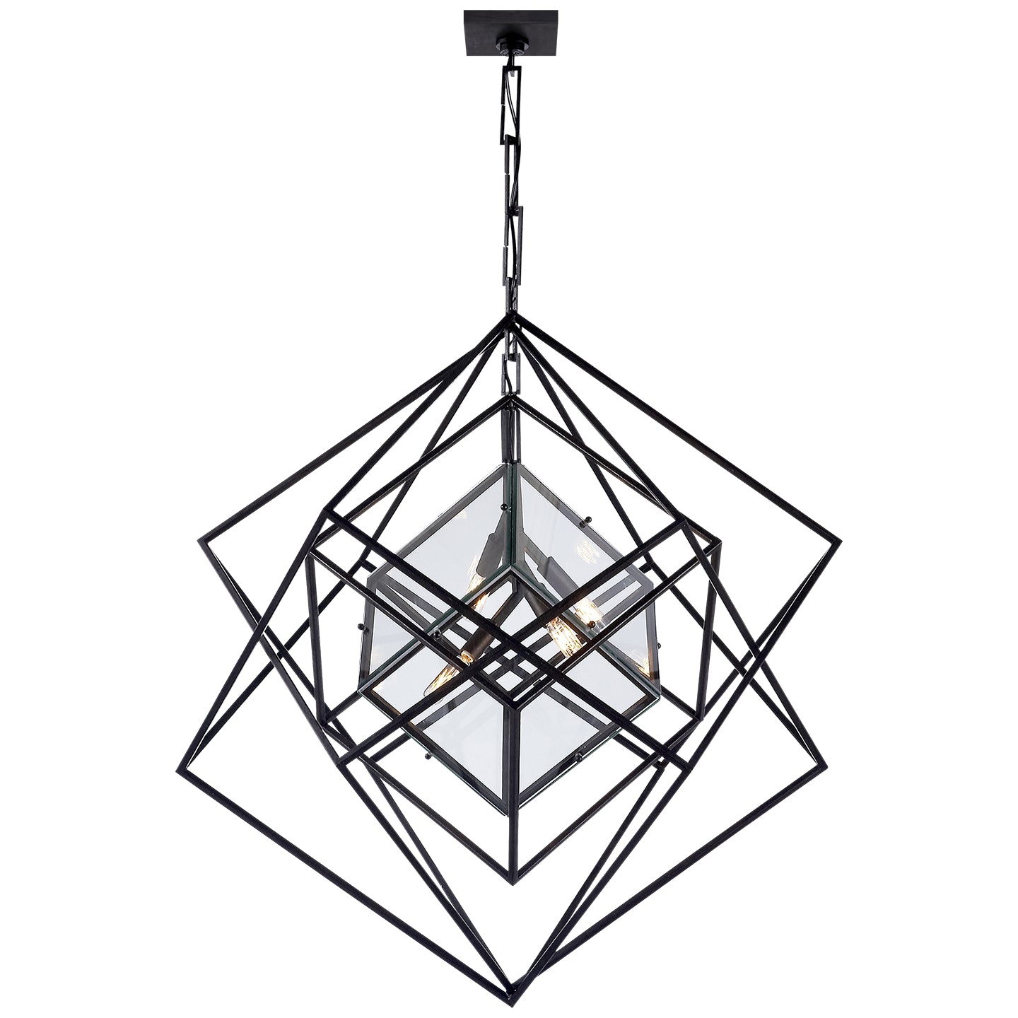 Visual Comfort Signature - KW 5021AI-CG - Four Light Chandelier - Cubist - Aged Iron