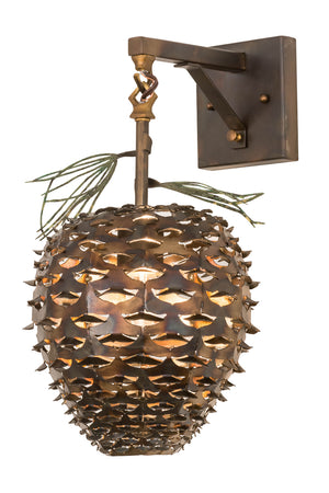 Meyda Tiffany - 176185 - One Light Wall Sconce - Stoneycreek - Dark Burnished Antique Copper & Green Needles