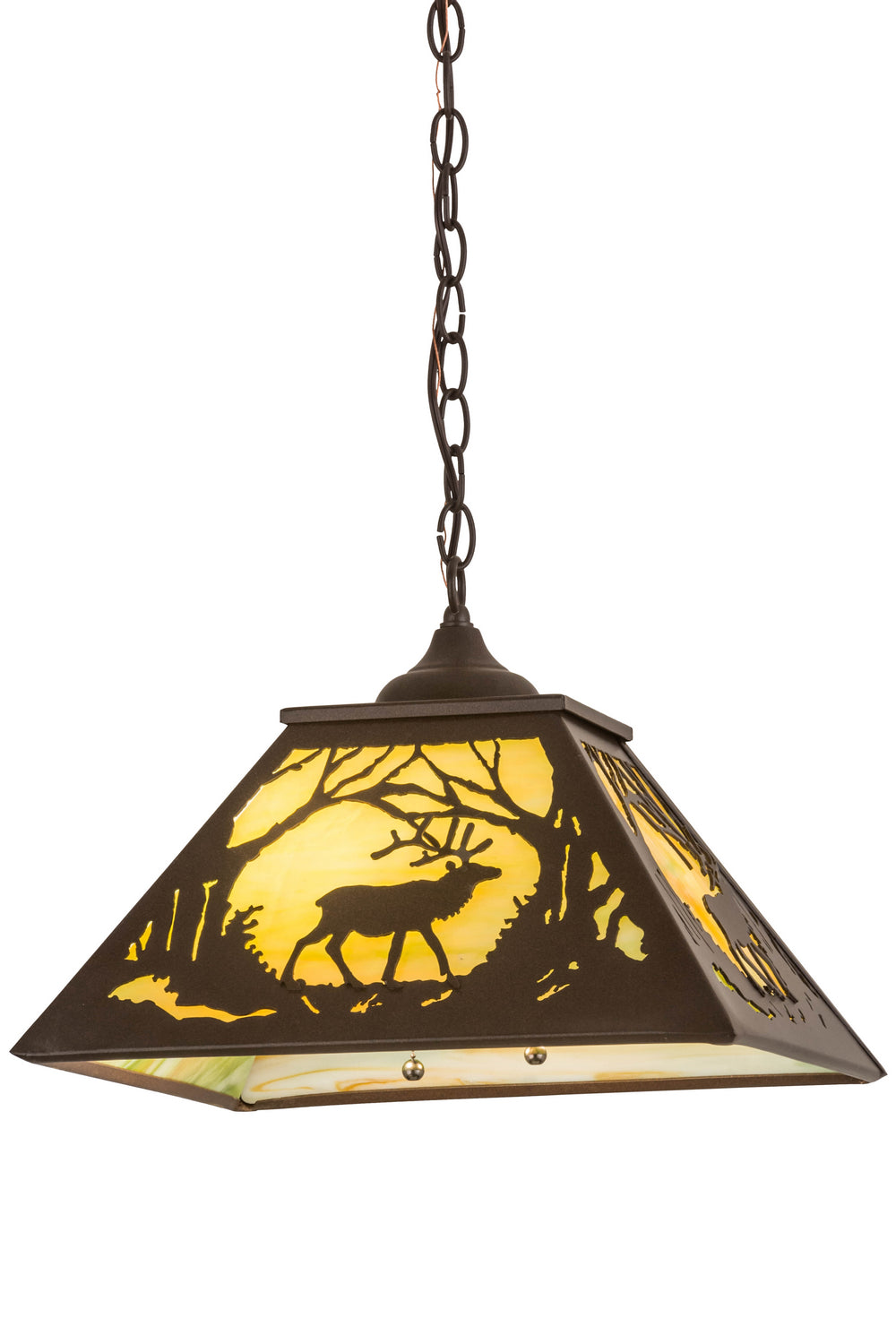 Meyda Tiffany - 177226 - Two Light Pendant - Elk At Dawn - Cafe Noir