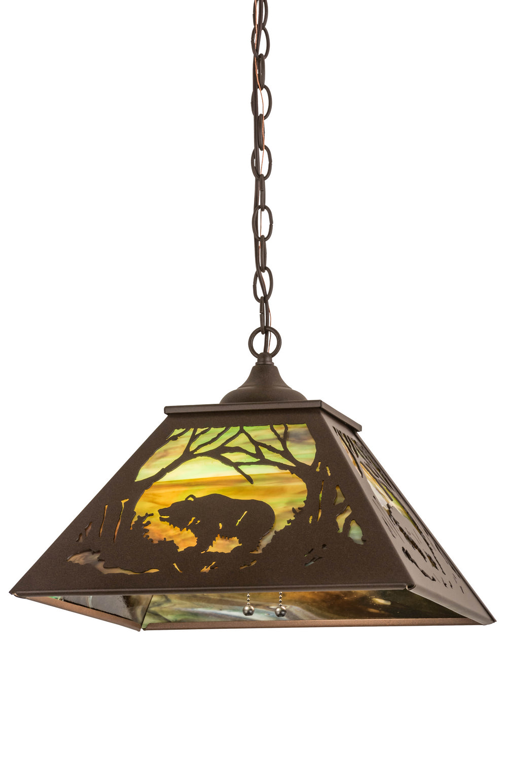 Meyda Tiffany - 177231 - Two Light Pendant - Bear At Dawn - Cafe Noir