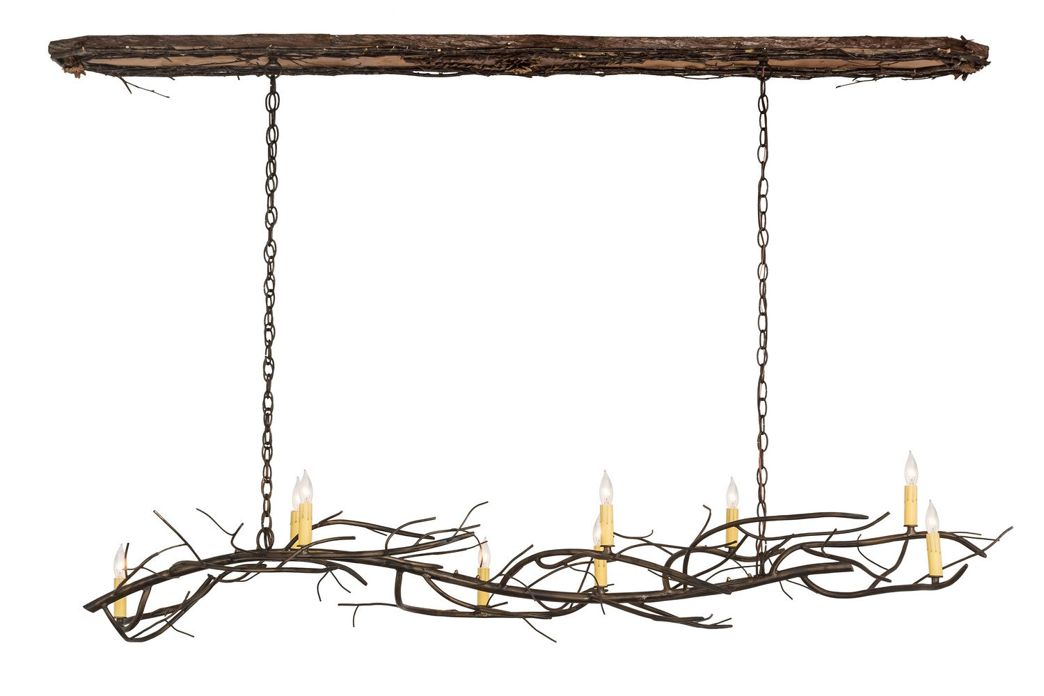 Meyda Tiffany - 177810 - Nine Light Chandelier - Winter Solstice - Antique Copper,Natural Wood