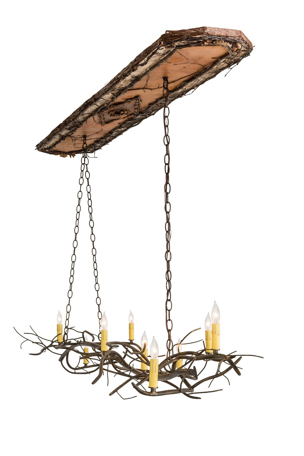 Meyda Tiffany - 177810 - Nine Light Chandelier - Winter Solstice - Antique Copper,Natural Wood