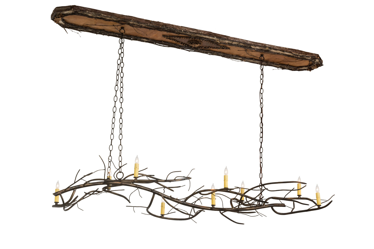 Meyda Tiffany - 177810 - Nine Light Chandelier - Winter Solstice - Antique Copper,Natural Wood