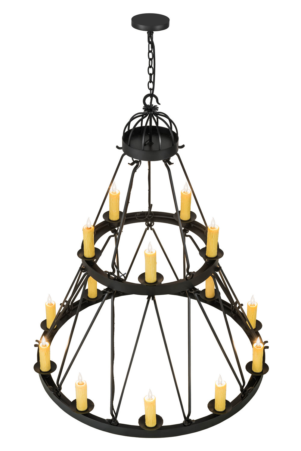 Meyda Tiffany - 178008 - 15 Light Chandelier - Lakeshore - Black Metal,Wrought Iron