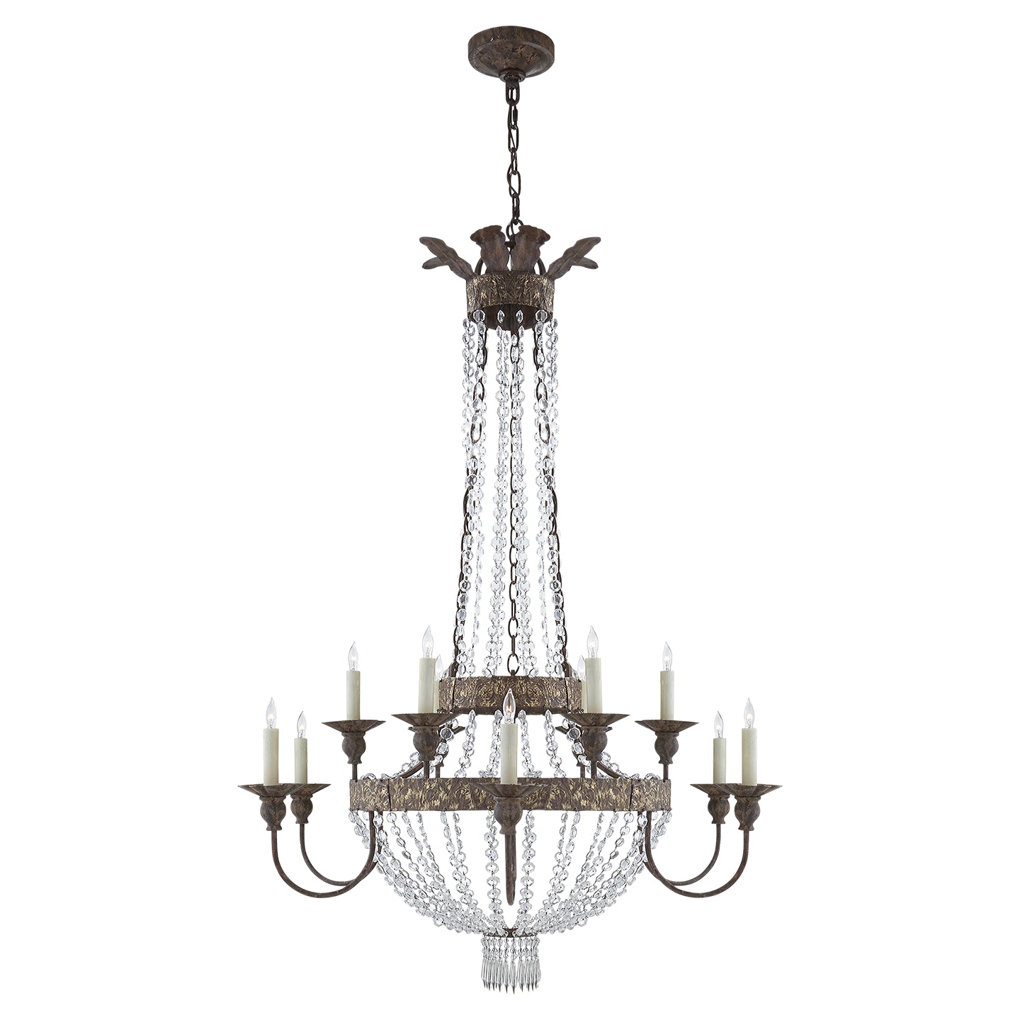 Visual Comfort Signature - NW 5016AGP-CG - 12 Light Chandelier - Lyon - Antique Gild and Polychrome