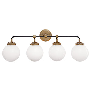 Visual Comfort Signature - S 2025HAB/BLK-WG - Four Light Bath Sconce - Bistro - Hand-Rubbed Antique Brass and Black