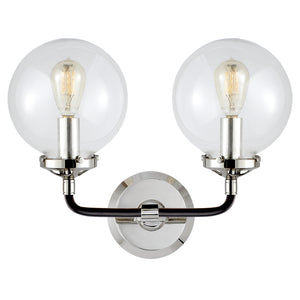 Visual Comfort Signature - S 2026PN/BLK-CG - Two Light Wall Sconce - Bistro - Polished Nickel and Black