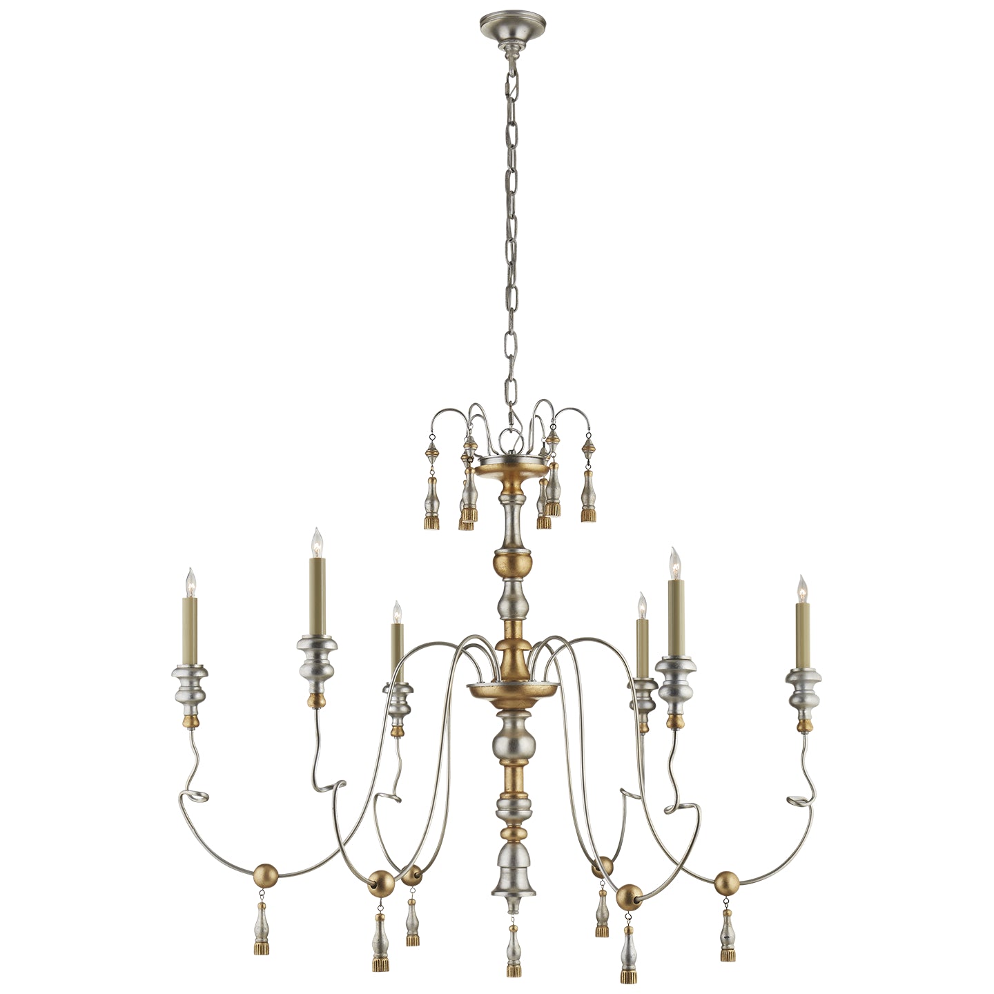 Visual Comfort Signature - SK 5004FG - Six Light Chandelier - Michele - French Gild Silver and Gold