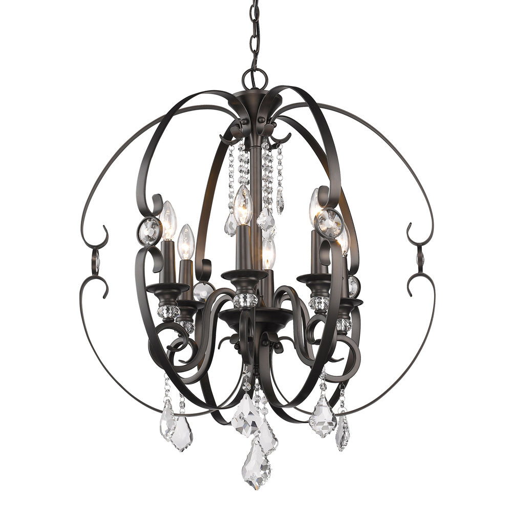 Golden - 1323-6 EBB - Six Light Chandelier - Ella EBB - Brushed Etruscan Bronze