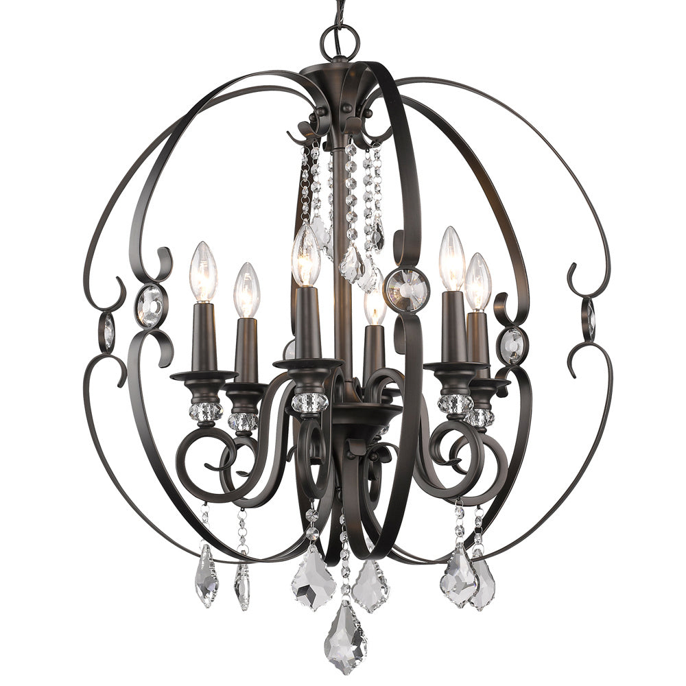 Golden - 1323-6 EBB - Six Light Chandelier - Ella EBB - Brushed Etruscan Bronze