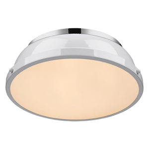 Golden - 3602-14 CH-WH - Two Light Flush Mount - Duncan CH - Chrome