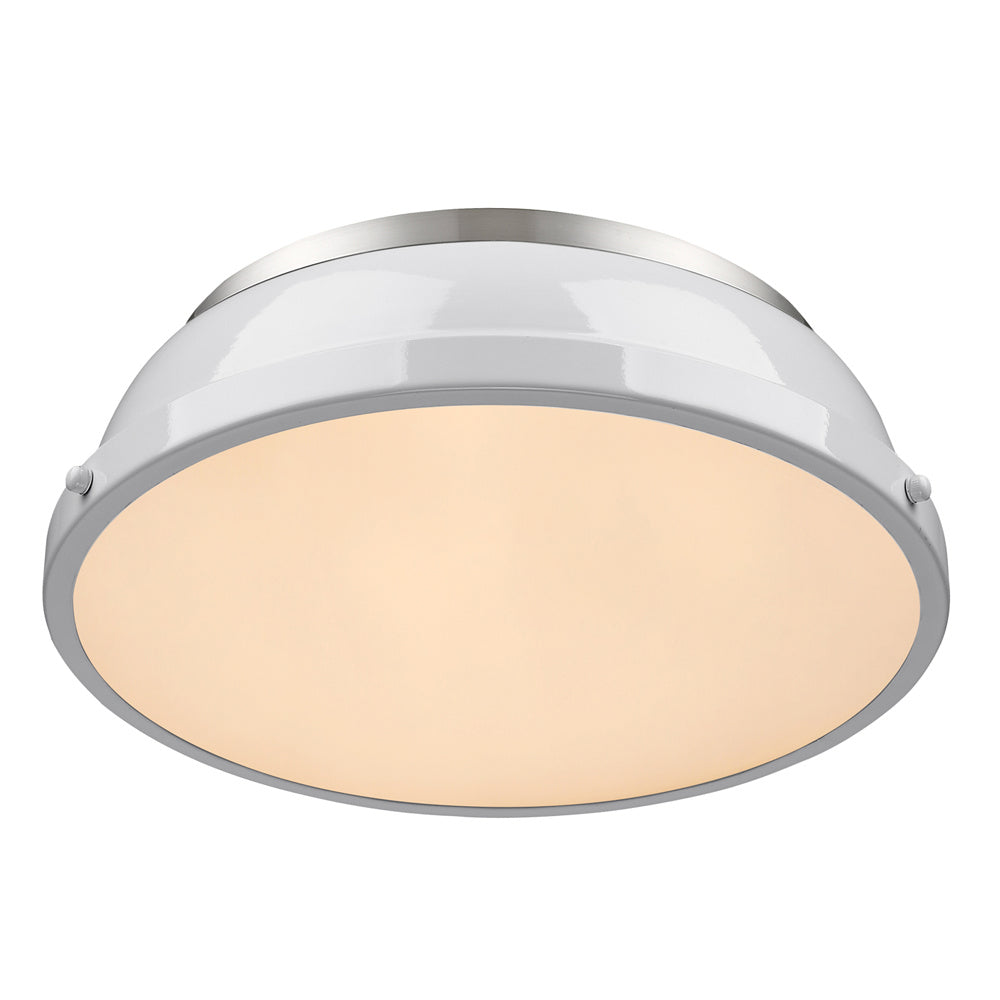 Golden - 3602-14 PW-WH - Two Light Flush Mount - Duncan PW - Pewter