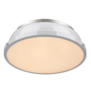 Golden - 3602-14 PW-WH - Two Light Flush Mount - Duncan PW - Pewter