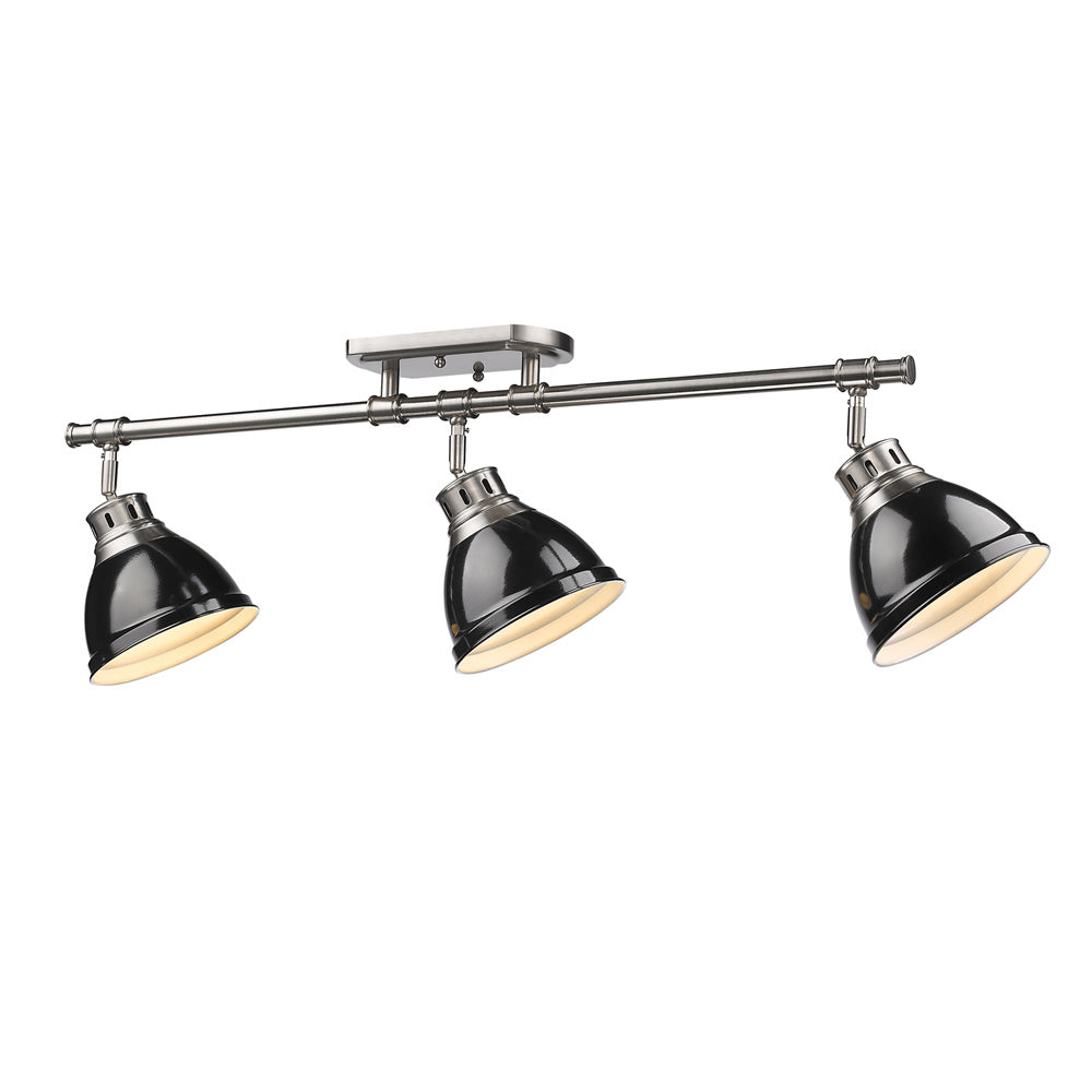 Golden - 3602-3SF PW-BK - Three Light Semi-Flush Mount - Duncan PW - Pewter