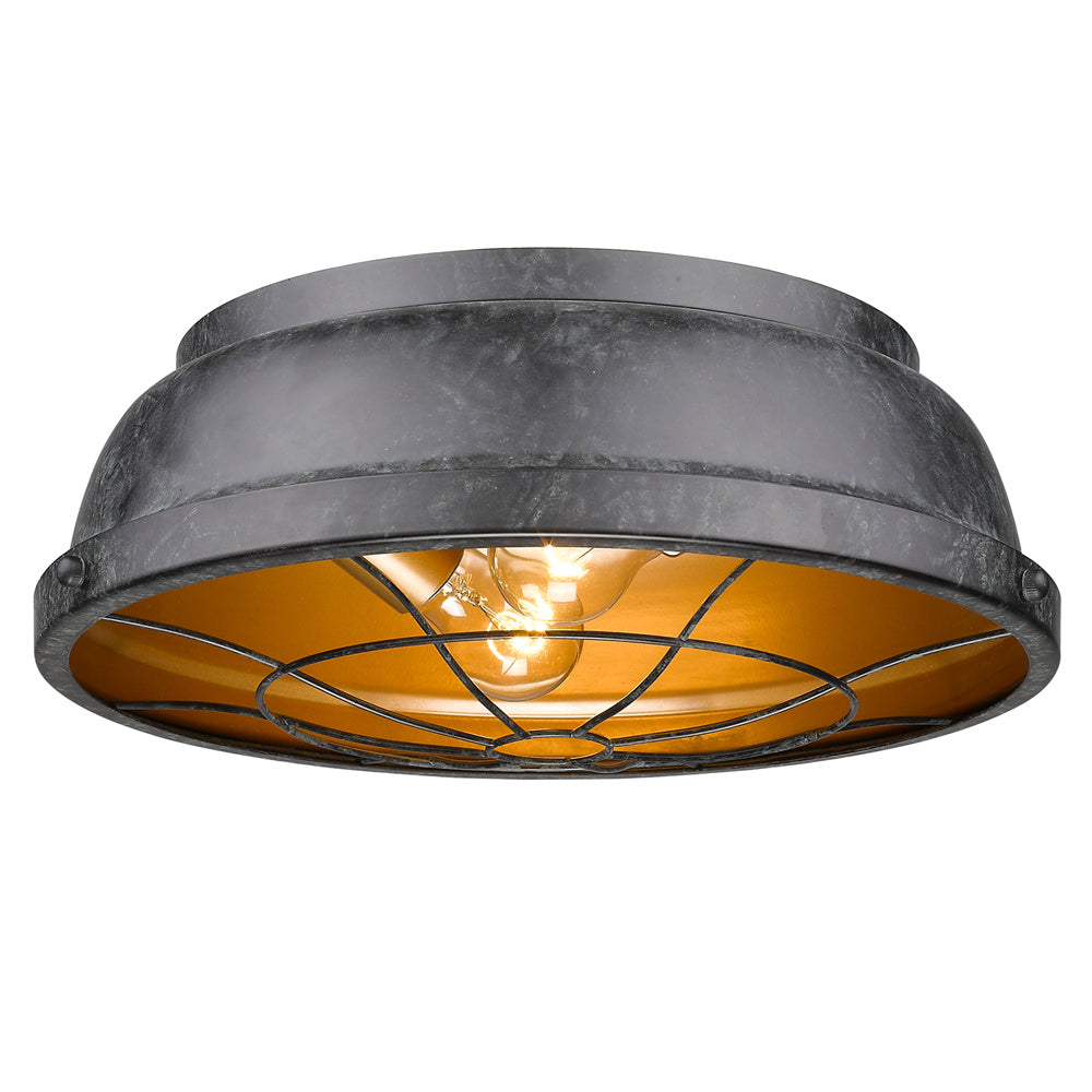 Golden - 7312-FM BP - Two Light Flush Mount - Bartlett BP - Black Patina