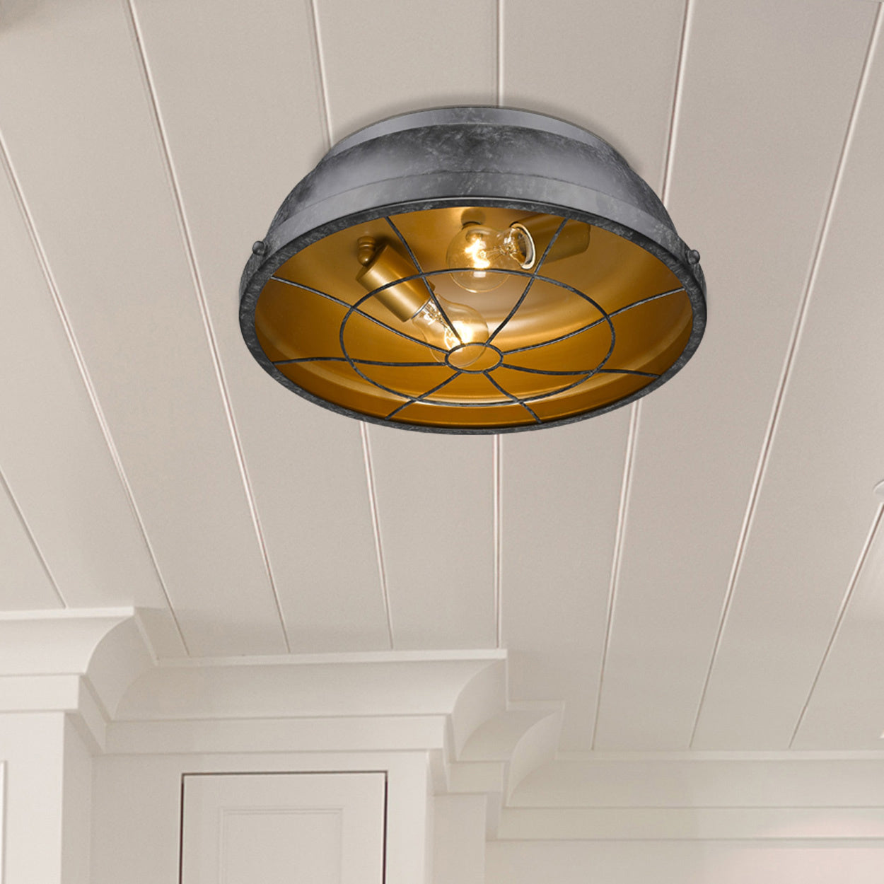 Golden - 7312-FM BP - Two Light Flush Mount - Bartlett BP - Black Patina